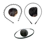 BrenzaFab 3 Pcs Black Flexible Metal Wavy, Spring And Chain Simple Hair Band Hair Hoop Hairband Daily Use For Unisex Men Women