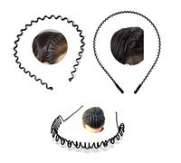 BrenzaFab 3 Pcs Black Flexible Metal Wavy, Spring And Zig Zag Hair Band Hair Hoop Hairband Daily Use For Unisex Men Women