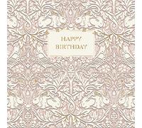Brer Rabbit Pink by William Morris - Morris & Co - Happy Birthday Blank Card - Ling Design (IJ0036) Birds Rabbit Hare