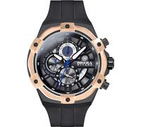 Brera Milano Men's Supersport Evo 45Mm Chronograph Quartz Watch, Black Steel Case, Black Dial - Rose Gold Bezel, Black Natural Rubber Strap, Black Deployant