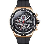 Brera Milano Men's Watch Supersport Evo 45Mm Chronograph Quartz, Rose Gold Steel Case, Black Dial - Black Bezel, Black Natural Rubber Strap, Rose Gold Deployant