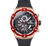 Brera Milano Men's Watch Supersport Evo 45Mm Chronograph Quartz, Rose Gold Steel Case, Black Dial - Red Bezel, Black Natural Rubber Strap, Rose Gold Deployant