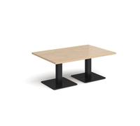 Brescia rectangular coffee table with flat square black bases 1200mm x 800mm - Kendal oak