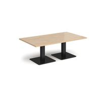 Brescia rectangular coffee table with flat square black bases 1400mm x 800mm - Kendal oak