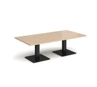 Brescia rectangular coffee table with flat square black bases 1600mm x 800mm - Kendal oak