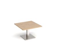 Brescia square coffee table with flat square brushed steel base 800mm - Kendal oak