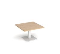 Brescia square coffee table with flat square white base 800mm - Kendal oak