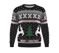Bresdk Christmas Jumpers for Men Long Sleeve Pullover Novelty Knitted Xmas Jumper Sweater Reindeer Snowflakes Crew Neck Christmas Top for Family