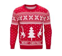 Bresdk Christmas Jumpers for Men Plus Size Long Sleeve Pullover Novelty Knitted Xmas Jumper Sweater Reindeer Snowflakes Crew Neck Christmas Top for Family