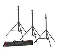 BRESSER 3x BR-TP280 PRO-1 Tripod (280 cm) + Bag | Three foldable aluminium stands, air cushioning, black powder coating, metal fittings, folded length 98 cm, carry bag