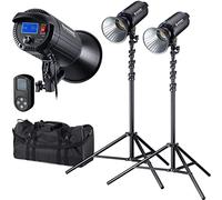BRESSER BR-200S COB LED Daylight Dual Kit | 2 studio lights, 18,500 lm, CRI 96, dimmable 10 to 100 percent, 2 stands, reflectors, remote control, carry bag