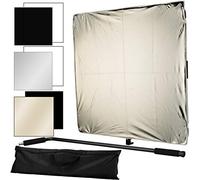 BRESSER BR-DP1000 6-in-1 Reflector/Diffuser Panel 100 x 100 cm | Light aluminium frame, freestanding, handheld or light stand use, black, white, silver and gold covers, carry bag