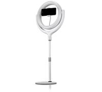 BRESSER BR-RL 10B LED Ringlight with stand and USB connection | 96 SMD LEDs, 10 W, 3 colour temperatures, stepless dimming, USB powered, flexible arm with ball head, height 58.5 to 71.5 cm
