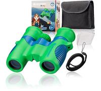 Bresser Junior Children Binoculars 6x21 - Green/Blue | 6x magnification, suitable for glasses wearers, robust grip, adjustable eye distance, weight 177 g, case included