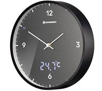 Bresser MyTime LEDsec Controlled Wall Clock with 24 cm Large Dial, LED Second Display, Indoor Temperature and Silent Radio Movement, Anthracite, Gray, Standard