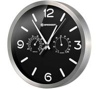 Bresser MyTime ND Radio-Controlled Wall Clock Thermo-Hygro with Silent Radio-Controlled Clock, Stainless Steel Frame and Display for Temperature and Humidity, Black, 250 x 250 mm