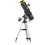 Bresser Newtonian Telescope Pollux 150/1400 EQ with mount and tripod | Moon, planets, deep sky, star clusters, catadioptric optics, mobile phone adapter, EQ3 mount, 2 eyepieces, barlow lens