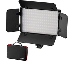 Bresser Photo Studio PT Pro 15B-II Bi-Colour LED Video Light with Light Flaps, Battery and Bag
