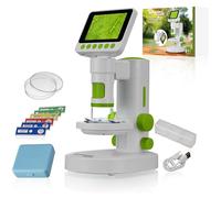 Bresser Youngster LCD Digital Microscope for Kids, 3.5" Screen, 11.4x-129.8x Magnification, 4K Photo/Full HD Video, Handheld and Table Microscope, Battery