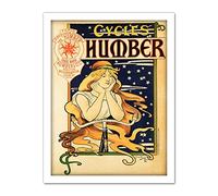 Bresster Humber Cycles French Nouveau Vintage Advert Large Framed Art Print Poster Wall Decor 18x24 in