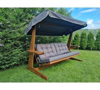 Brestwick Pine 3 Seater Swing Seat with Grey Cushions Norfolk Leisure Brown One Size