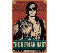 Bret The Hitman Hart Retro Metal Tin Sign Funny Wall Art Decorations For Kitchen Home Wall Decor Bar Signs Plaques 12 x 8 Inch