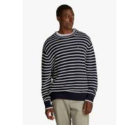 Breton Striped Jumper with Crew Neck Blue/White