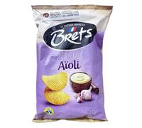 Brets Aioli Crisps Crinkle Cut - Garlic Sauce Crisps Gluten Free Made with 100% French Potatoes Made in France No Perservatives No Added MSG