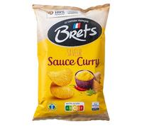 Brets Curry Sauce Crisps Crinkle Cut 10X125g - Made with 100% French Potatoes Made in France No Perservatives No Added MSG Gluten Free