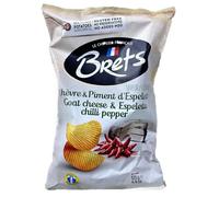 Brets Goats Cheese and Chilli Crisps Crinkle Cut - Chevre Piment d'Espelette Gluten Free Made with 100% French Potatoes Made in France No Perservatives No Added MSG