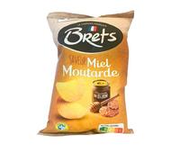Brets Honey and Mustard Crisps Crinkle Cut - Miel Moutarde Gluten Free Made with 100% French Potatoes Made in France No Perservatives No Added MSG