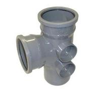 Brett Martin 110mm 92.5 Degree Double Socket Branch With 4 FOUR Bosses BS451B BLACK