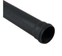 Brett Martin BS414B 110mm Black Downpipe with Single Socket 3m Length uPVC Push-Fit Rainwater Pipe BS EN 1329 - Pack of 2