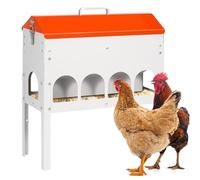 BREUAILY 10lbs Automatic Chicken Feeder Portable Poultry Feeder with Adjustable Legs and 10 Feeding Port Dispenser for Chicken Pigeon Coop Accessories