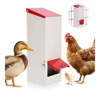 BREUAILY 3kg Automatic Chicken Feeder Metal Wall Mounted Poultry Feeder No Waste Chicken Feeders Trough with Lid Outdoor Weatherproof Chicken Coop Food Dispenser for Chickens Ducks