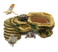 BREUAILY Turtle Basking Platform Large Resin Tortoise Cave Hole Reptile Resting Terrace Shelter Habitat for Bearded Dragon Lizards Fish Amphibians