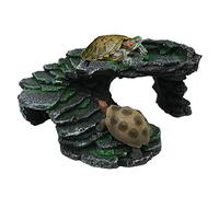 BREUAILY Turtle Basking Platform Resin Tortoise Resting Terrace with Climbing Ramp Tortoise Dock Aquarium Landscape Decorative Reptile Hiding Cave Hideouts Turtle Tank Accessories
