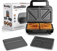Brevile 3-In-1 Ultimate Snack Maker Deep Fill Toastie Maker Waffle Maker, Black