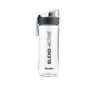 Breville Blend Active Clear Smoothie Bottle, 600ml, Leak-Proof, Grey Lid