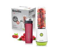 BREVILLE Blend Active Personal Blender/Smoothie Maker 2 Portable Blend Active Bottles (600ml) Leak Proof Lids White & Green