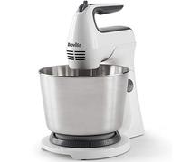 Breville Classic Combo Stand and Hand Mixer | Electric Hand Whisk and Stand Food Mixer | 3.7 Litre Stainless Steel Bowl | Swivel Control, Whisk, Dough Hooks and Beaters [VFM031]