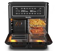Breville Flexi Halo Oil Free Deep Fryer Digital Oven 11L Air Fryer: 10+ People - Frying, Baking, Grilling, Roasting, Warming - 2400W - Black [VDF130X]