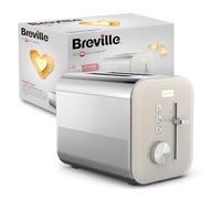 Breville High Gloss 2 Slice Toaster with High-Lift & Wide Slots | Cream & Stainless Steel [VTT967]