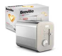 Breville High Gloss 2 Slice Toaster with High-Lift & Wide Slots | Cream & Stainless Steel [VTT967]