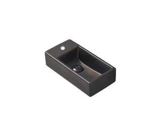 Brevis Wall-Hung Cloakroom Basin with Left-Hand Tap Hole, 40.5 x 20.5 x 10.5 cm, Black (SATBRE4020SLBKM)