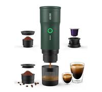 BREVOY Portable Electric Espresso Machine: Ground Coffee & Capsule, Self-Heating, 20 Bar Mini Coffee Maker, Car Charger, 9000mAh Battery - Ideal for Camping, Travel, Car, RV, Hiking, Office-Green