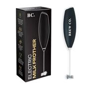 Brew Co. Handheld Milk Frother - Stainless Steel Electric Whisk - Portable Battery-Operated Coffee Frother for Lattes, Matcha, Protein Shakes - Ergonomic, Compact, Easy to Clean (Battery Not Included)