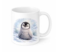 Brew Crew Gifts Baby Penguin Ceramic Mug, White, 11oz, Cute Winter Animal Design (White)