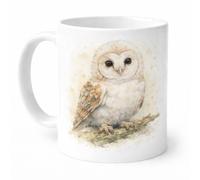 Brew Crew Gifts Barn Owl Cute Watercolour Mug, Ceramic, White, 11oz, Dishwasher Safe, Microwave Safe, Woodland Wildlife Collection