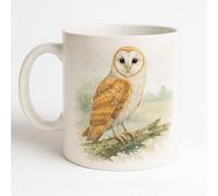 Brew Crew Gifts Barn Owl Watercolour Ceramic Mug, White, 11 oz, Wildlife Theme, Dishwasher and Microwave Safe, Premium Nature Art